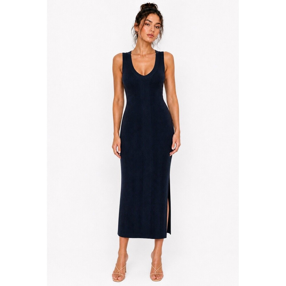 J.Crew Ribbed Sleeveless Sweater Dress Midi Fitted Minimalist Office Chic NWT - Picture 2 of 12